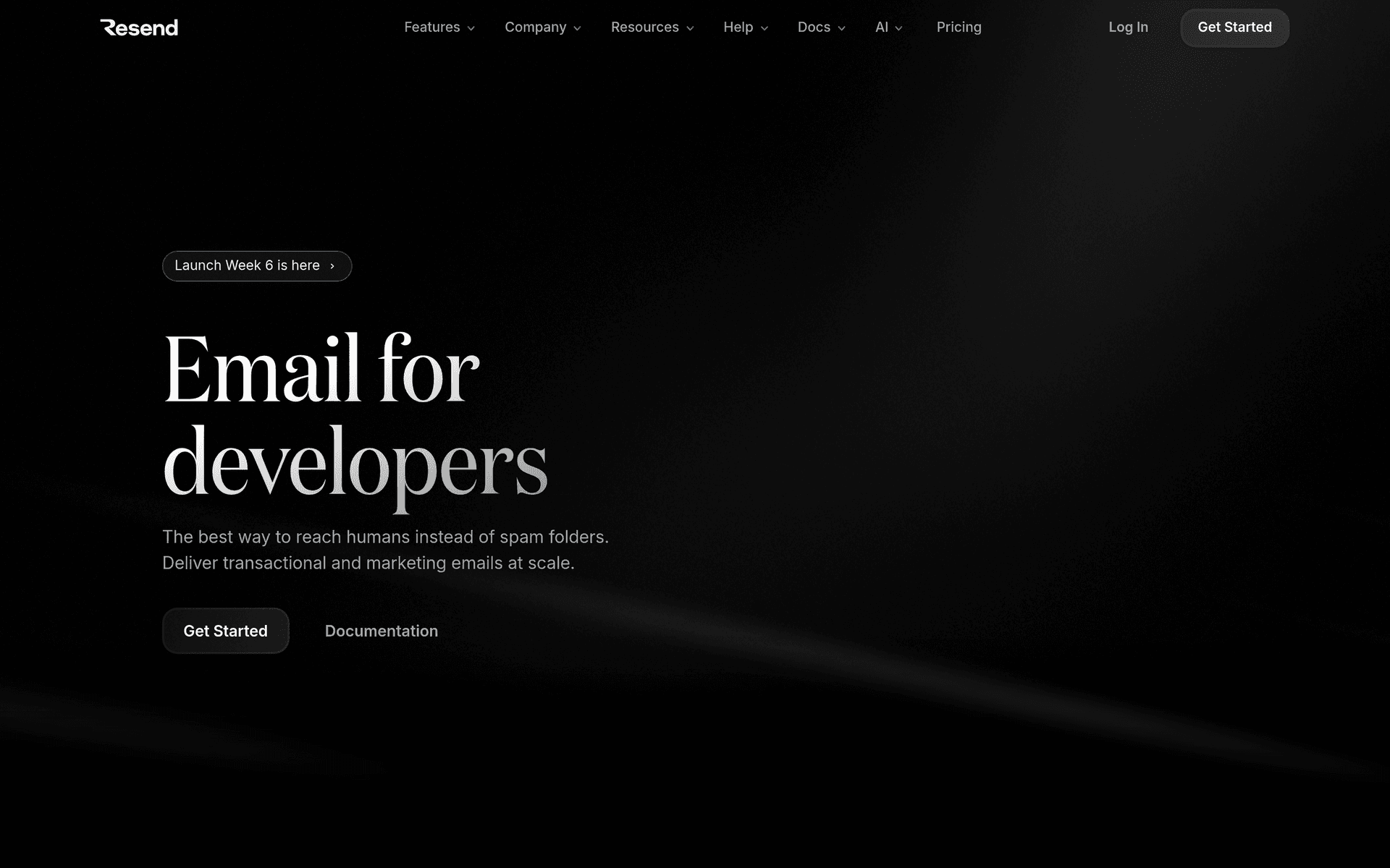 Resend website screenshot
